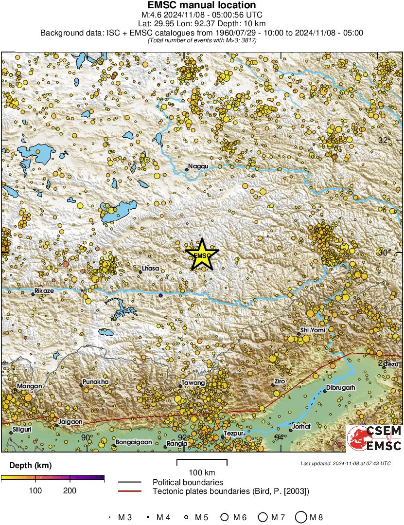 regional depth historical seismicity