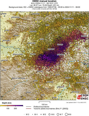 regional depth historical seismicity