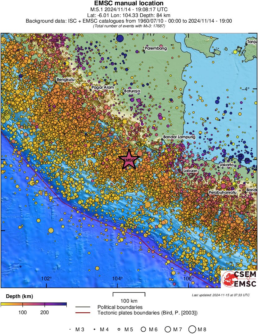 regional depth historical seismicity