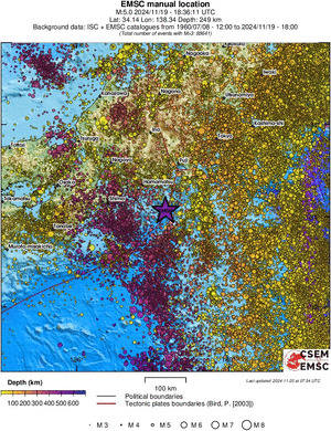 regional depth historical seismicity