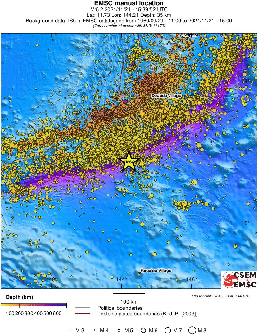 regional depth historical seismicity