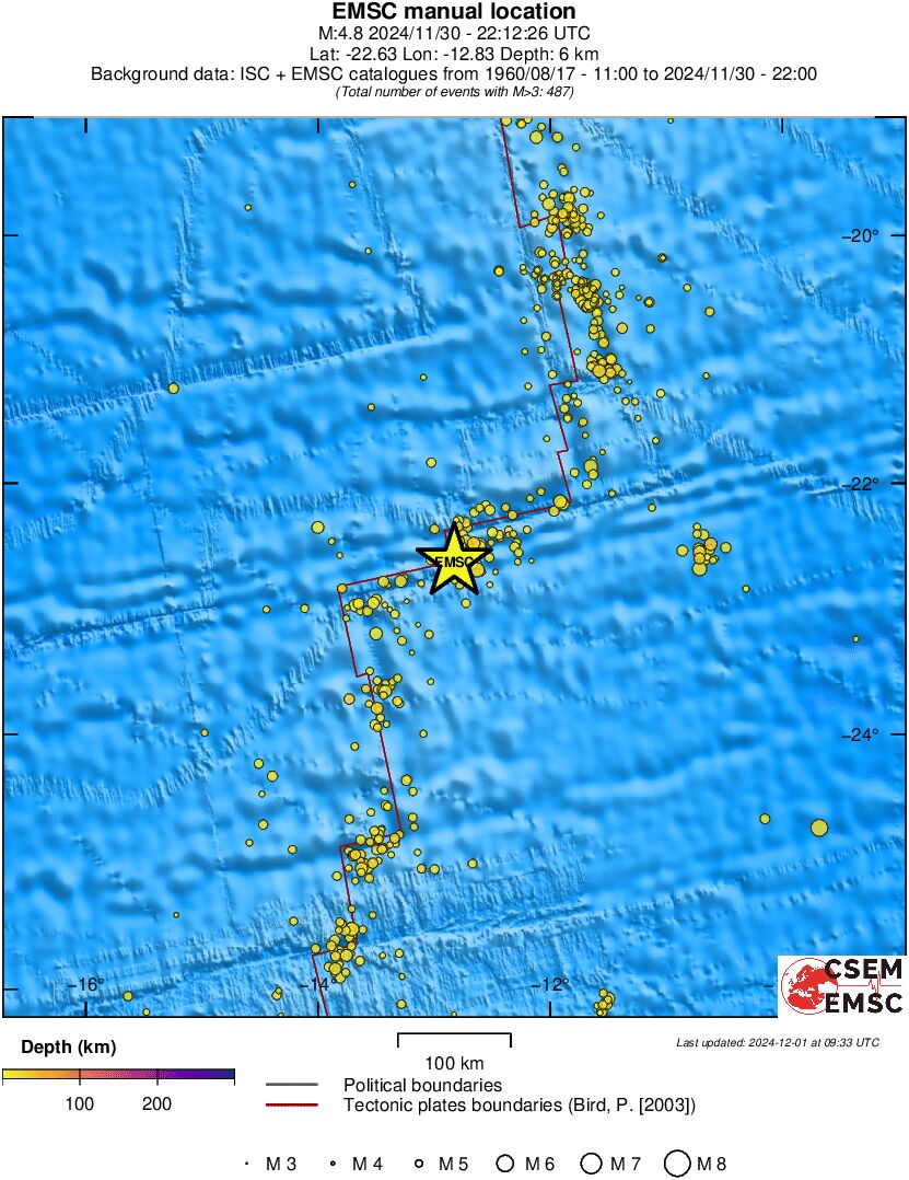 regional depth historical seismicity