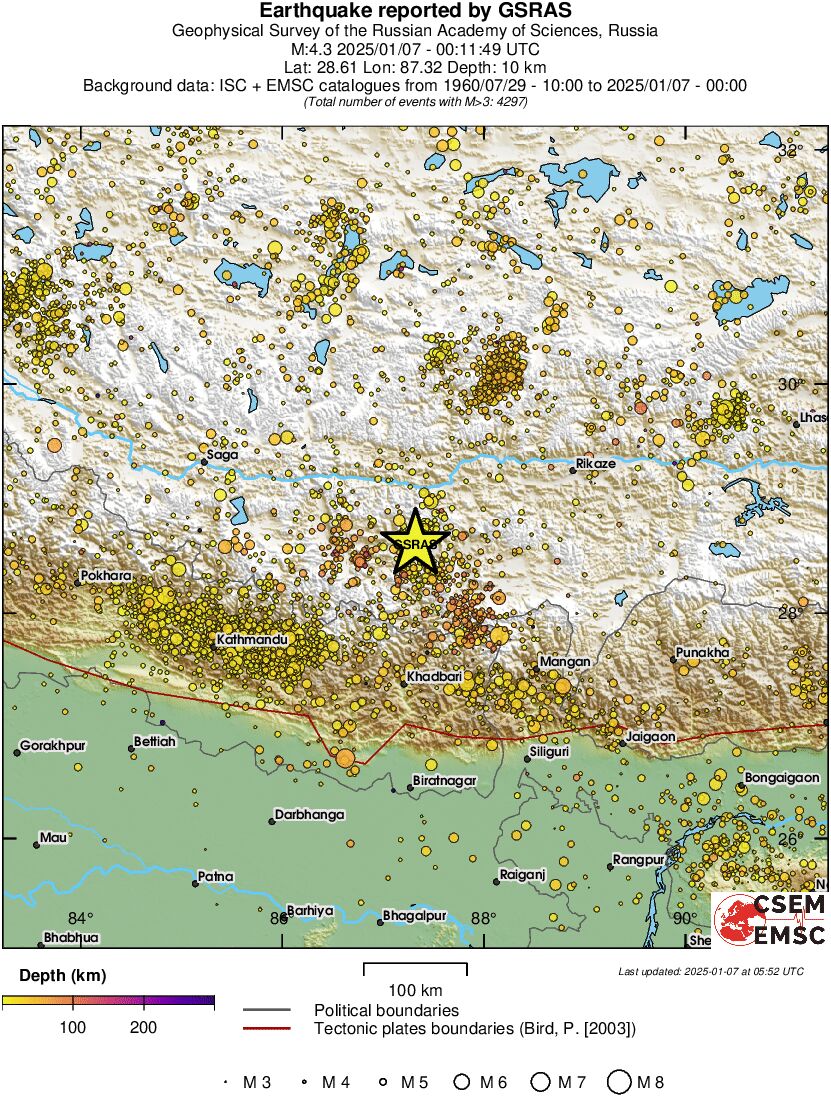 regional depth historical seismicity