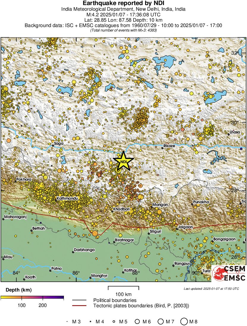regional depth historical seismicity