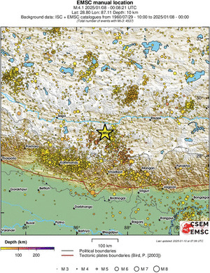 regional depth historical seismicity