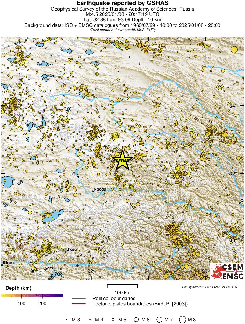 regional depth historical seismicity
