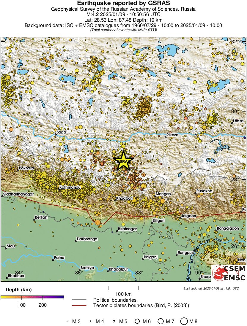 regional depth historical seismicity
