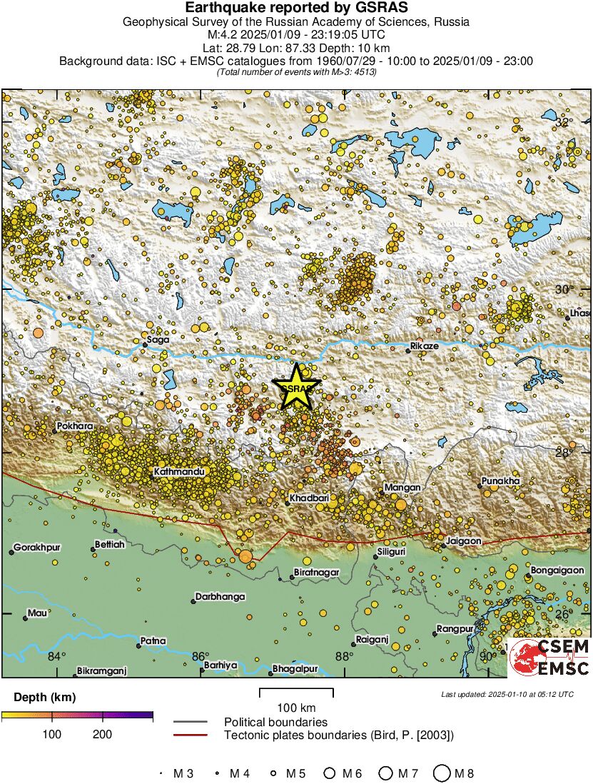 regional depth historical seismicity