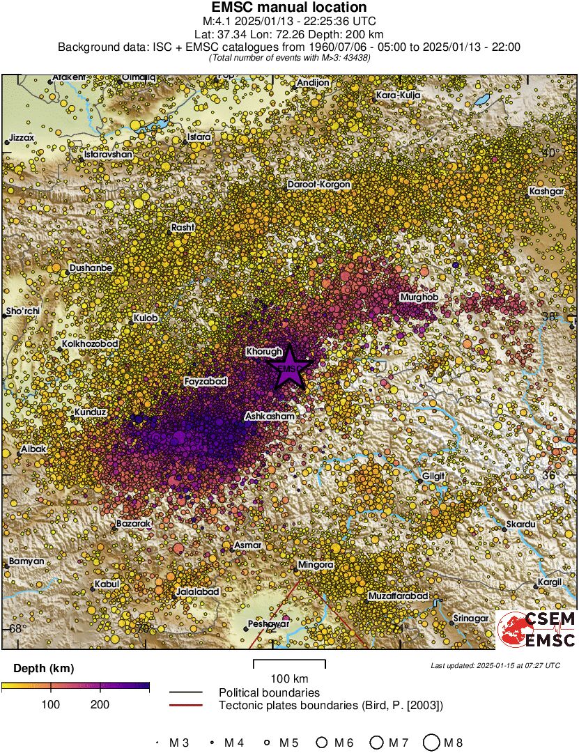 regional depth historical seismicity