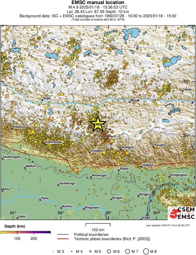 regional depth historical seismicity