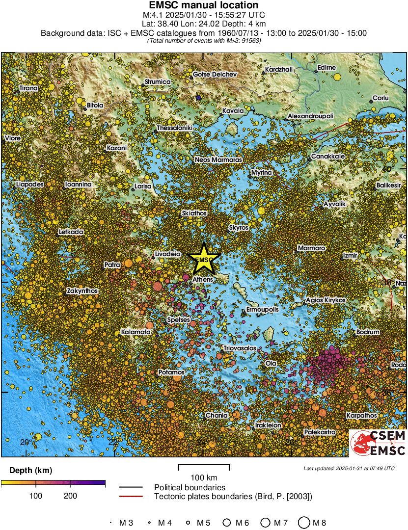 regional depth historical seismicity