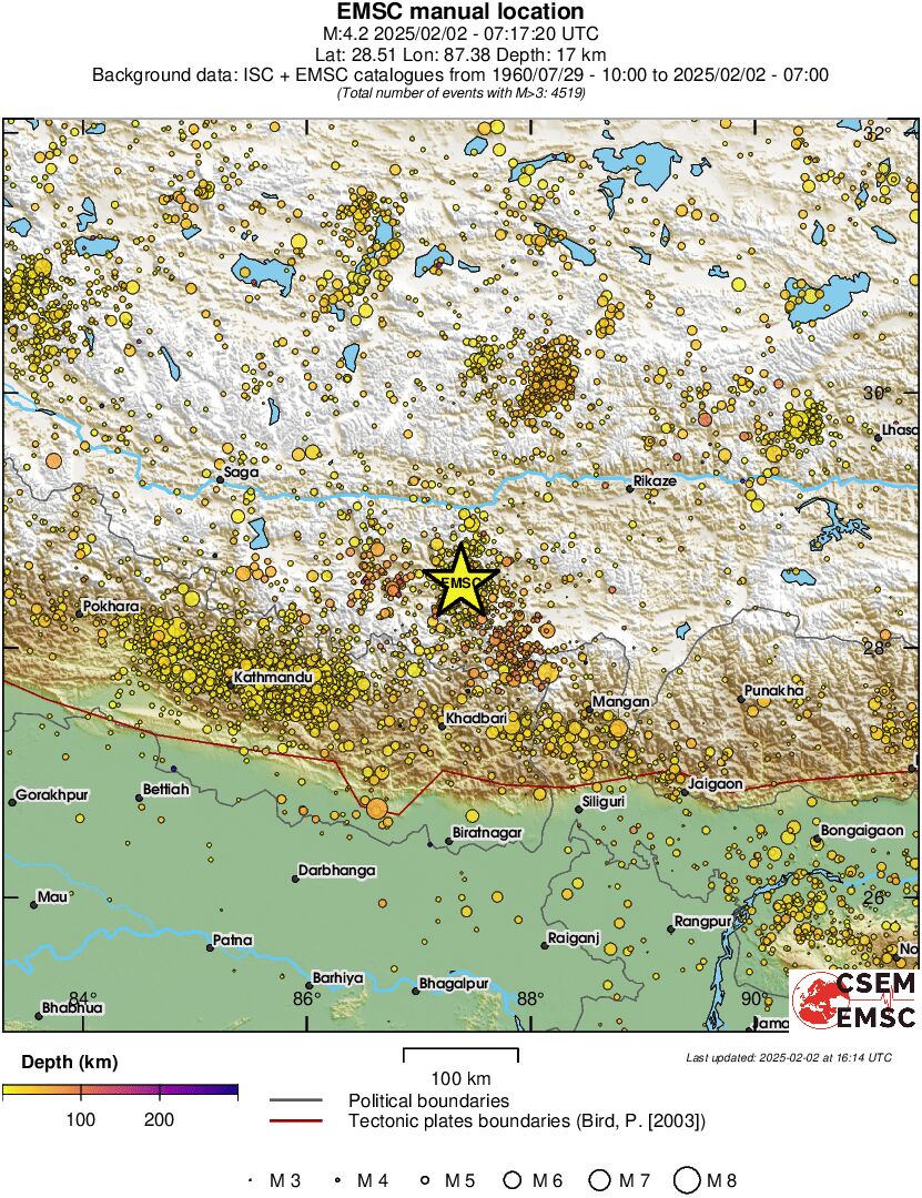 regional depth historical seismicity