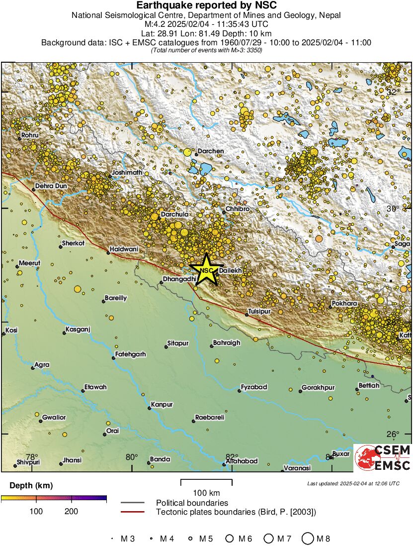 regional depth historical seismicity