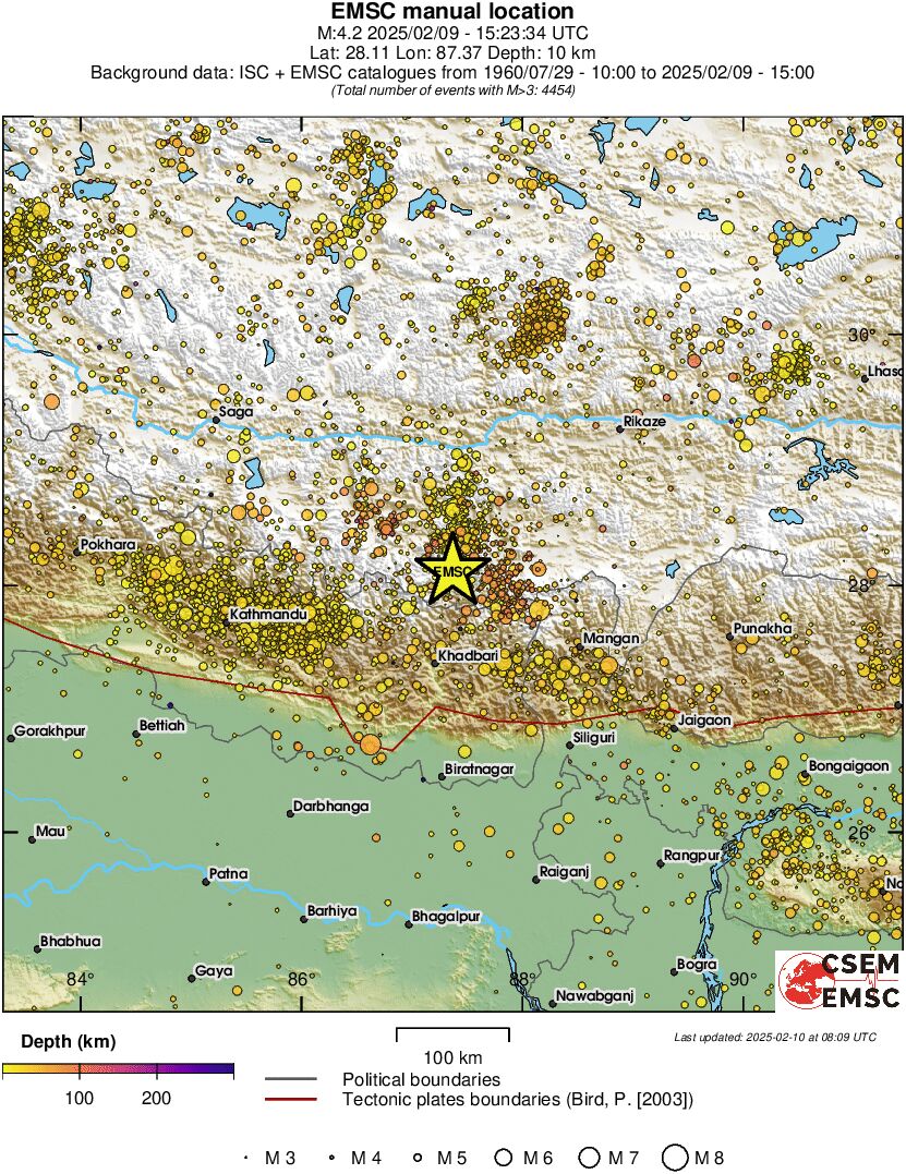 regional depth historical seismicity
