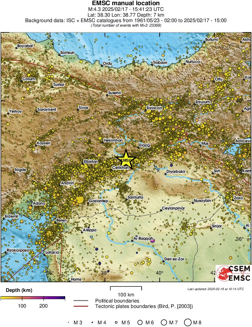 regional depth historical seismicity