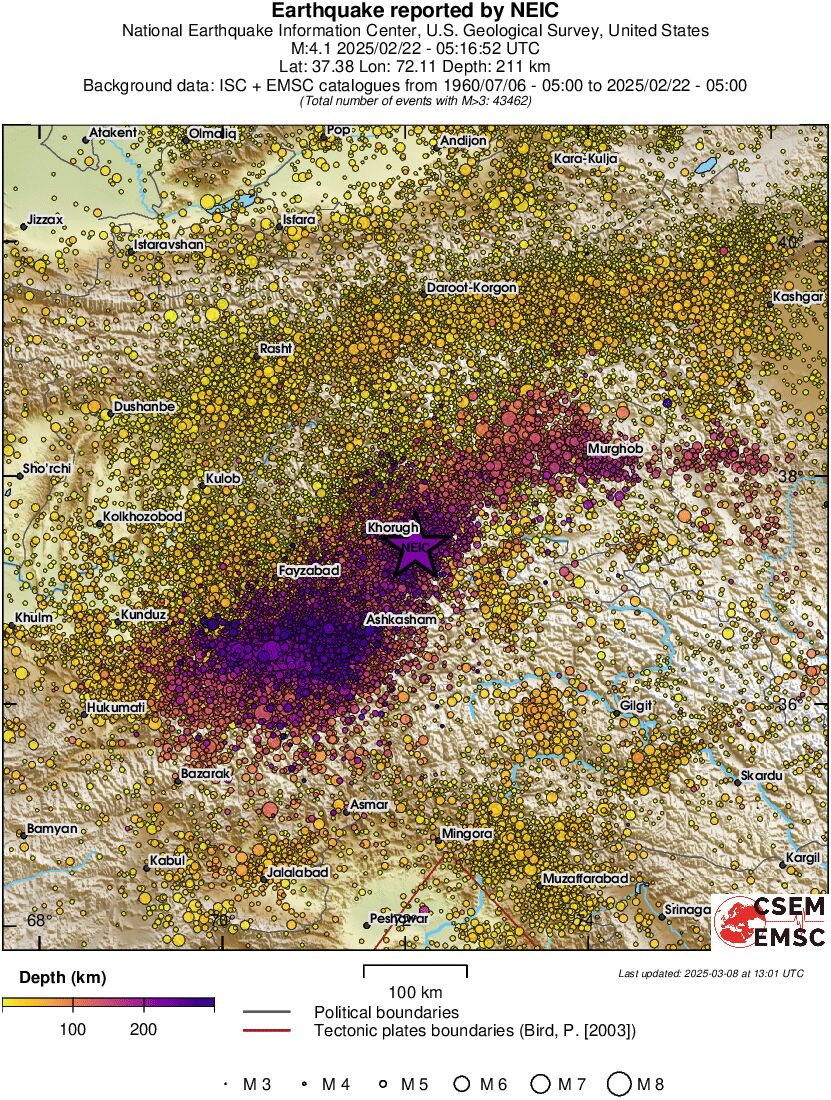 regional depth historical seismicity
