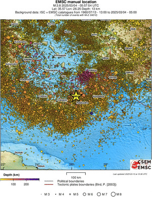 regional depth historical seismicity