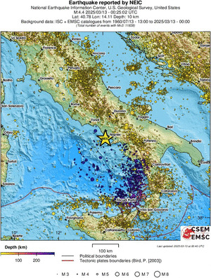 regional depth historical seismicity