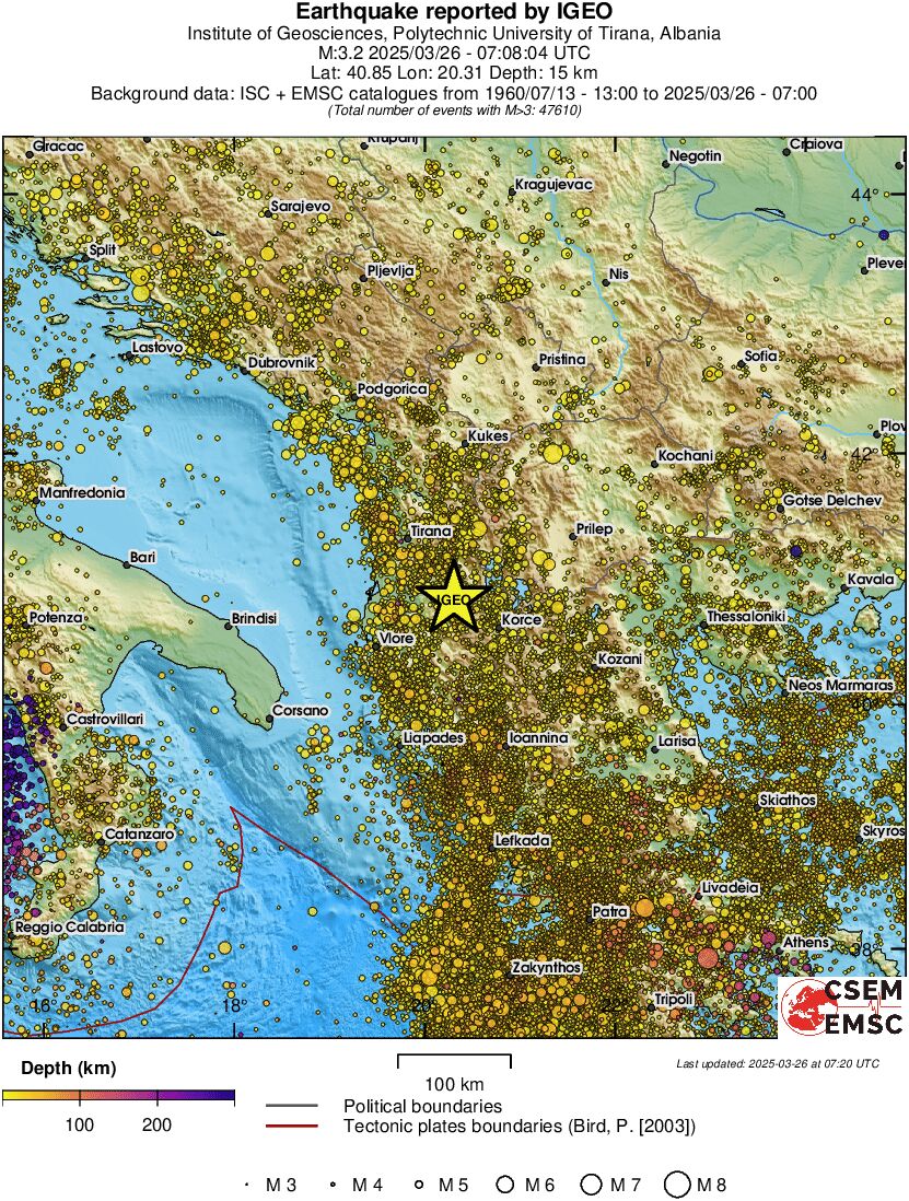 regional depth historical seismicity