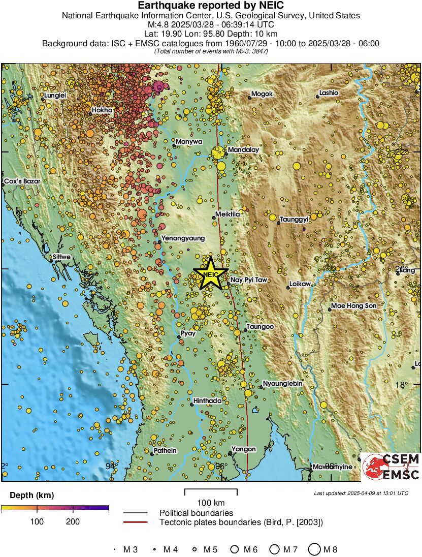regional depth historical seismicity