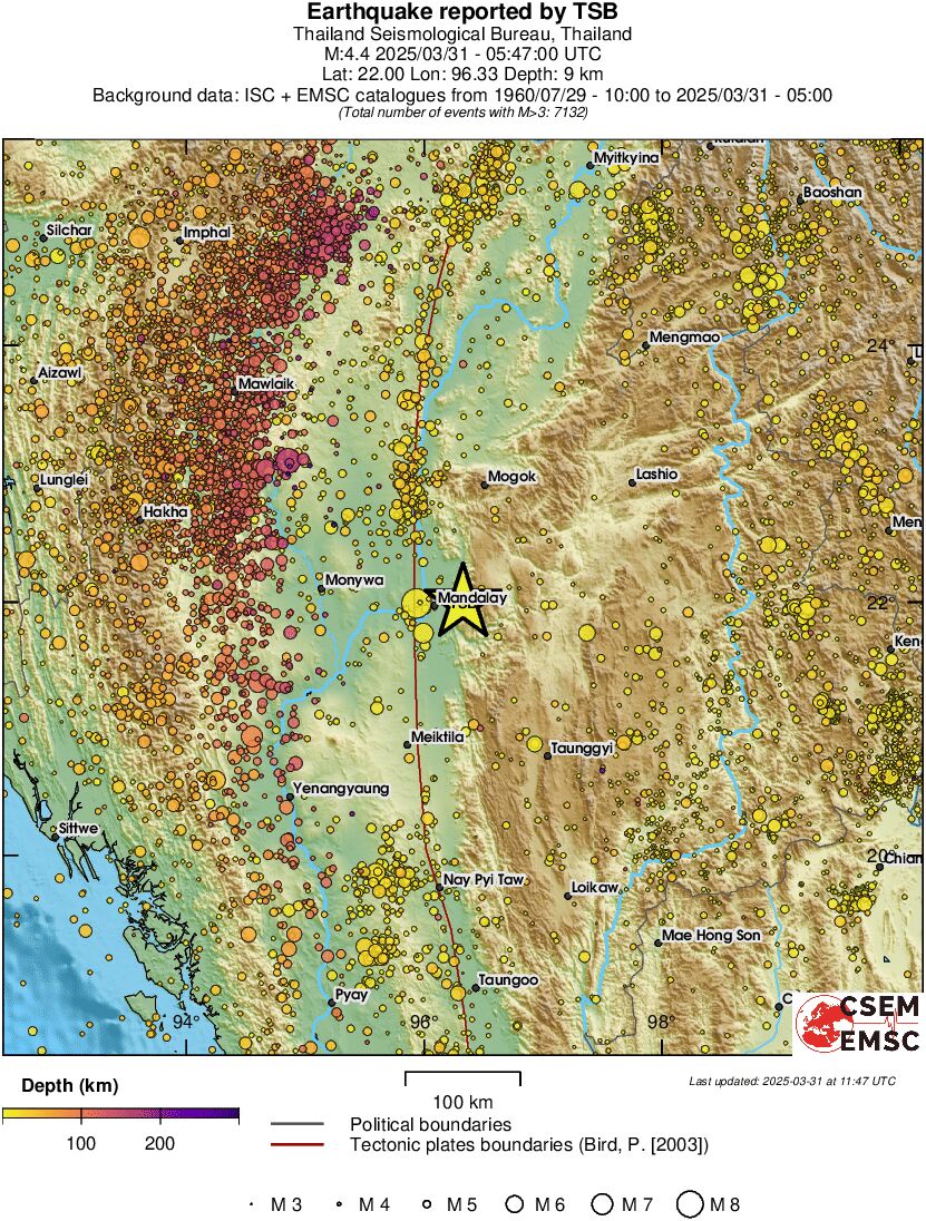 regional depth historical seismicity
