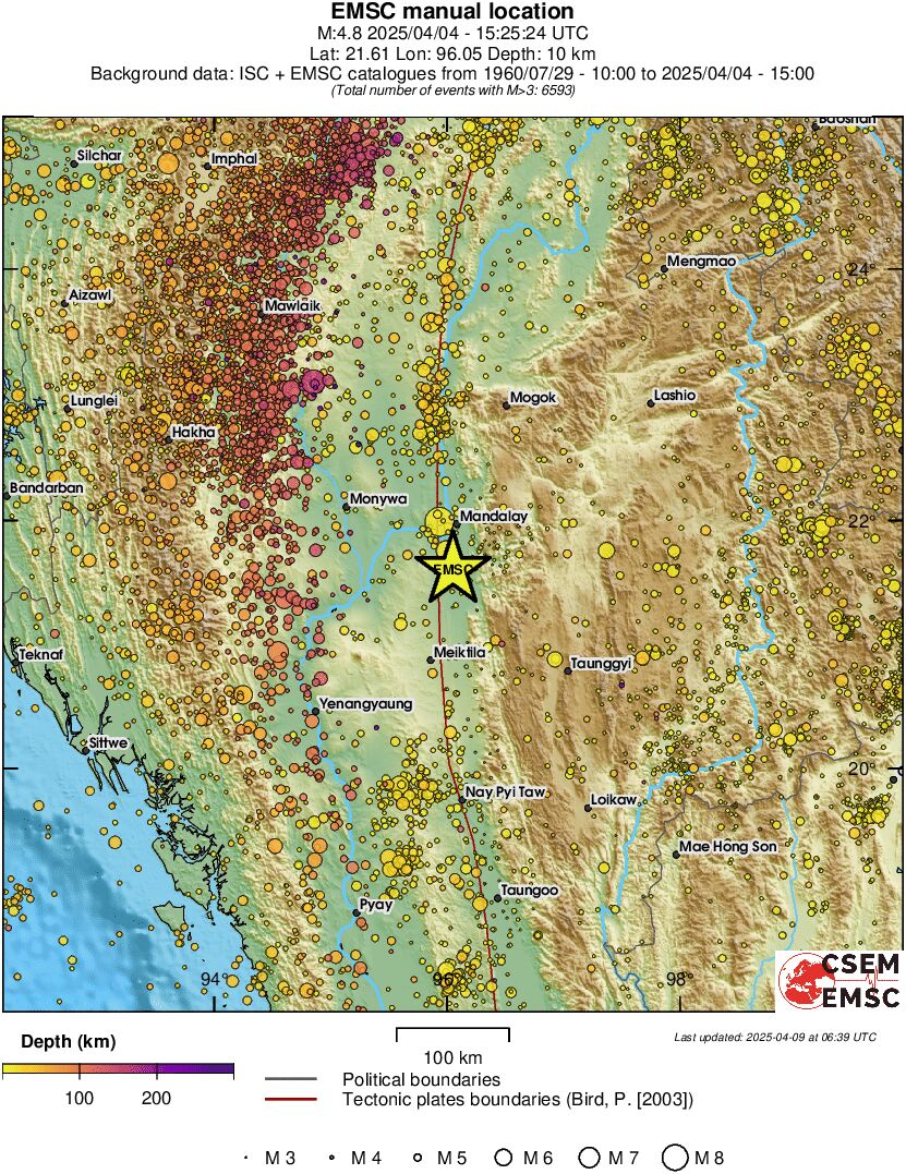 regional depth historical seismicity
