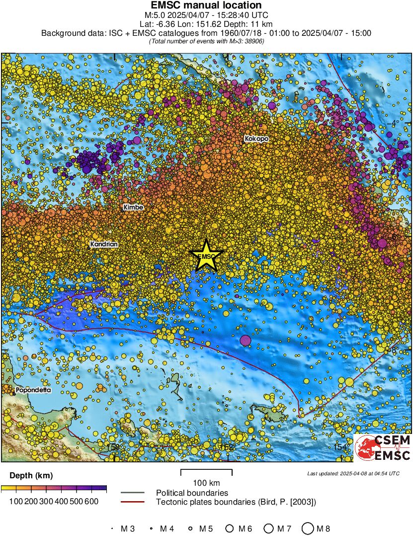 regional depth historical seismicity