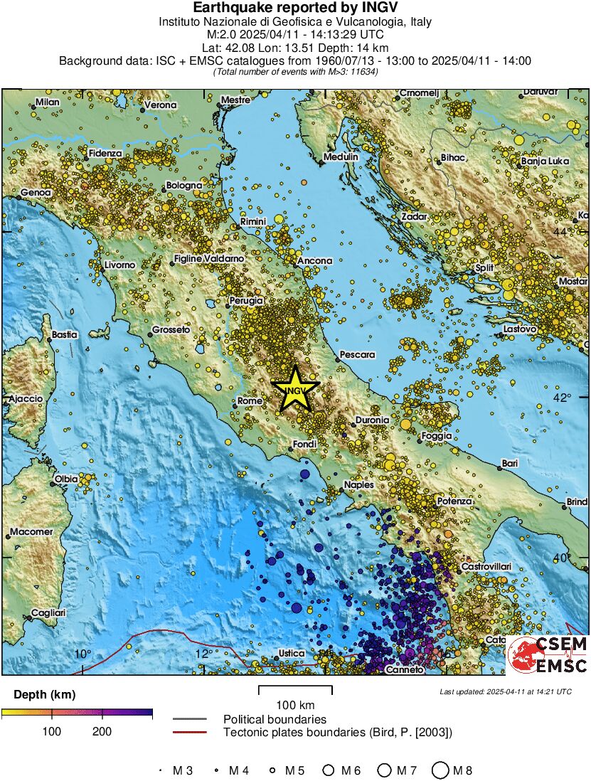 regional depth historical seismicity