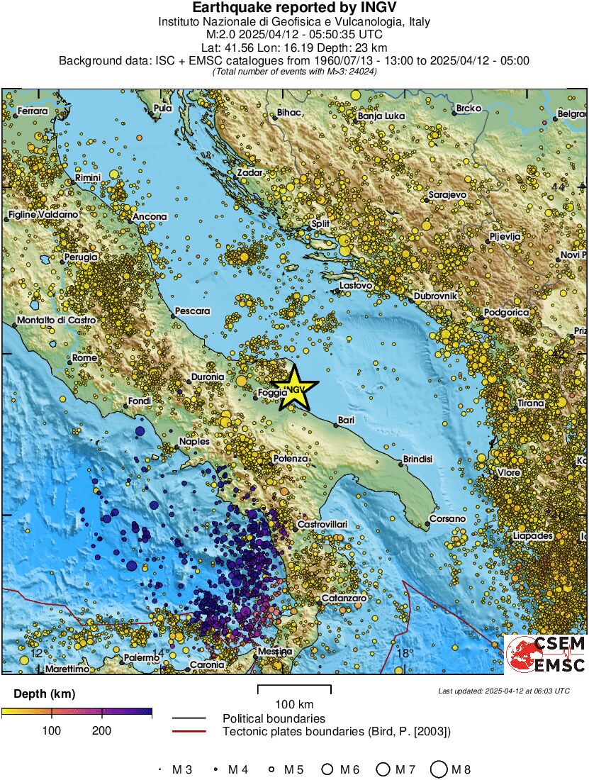 regional depth historical seismicity