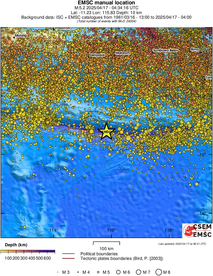regional depth historical seismicity
