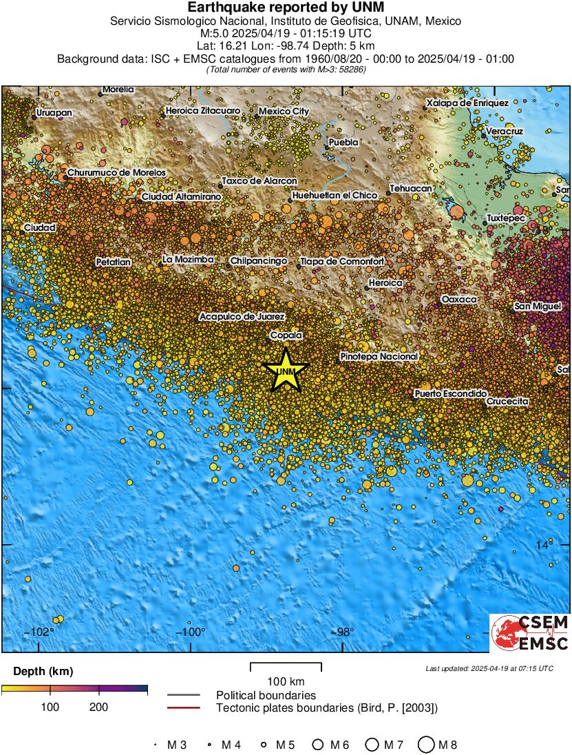 regional depth historical seismicity