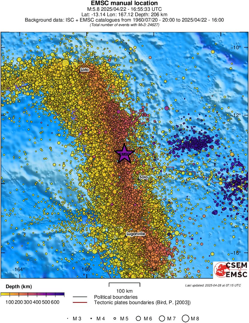 regional depth historical seismicity