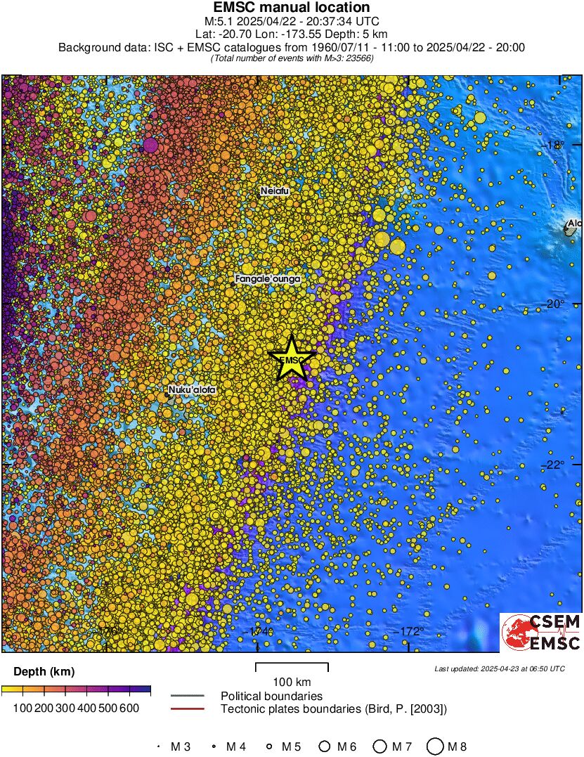 regional depth historical seismicity