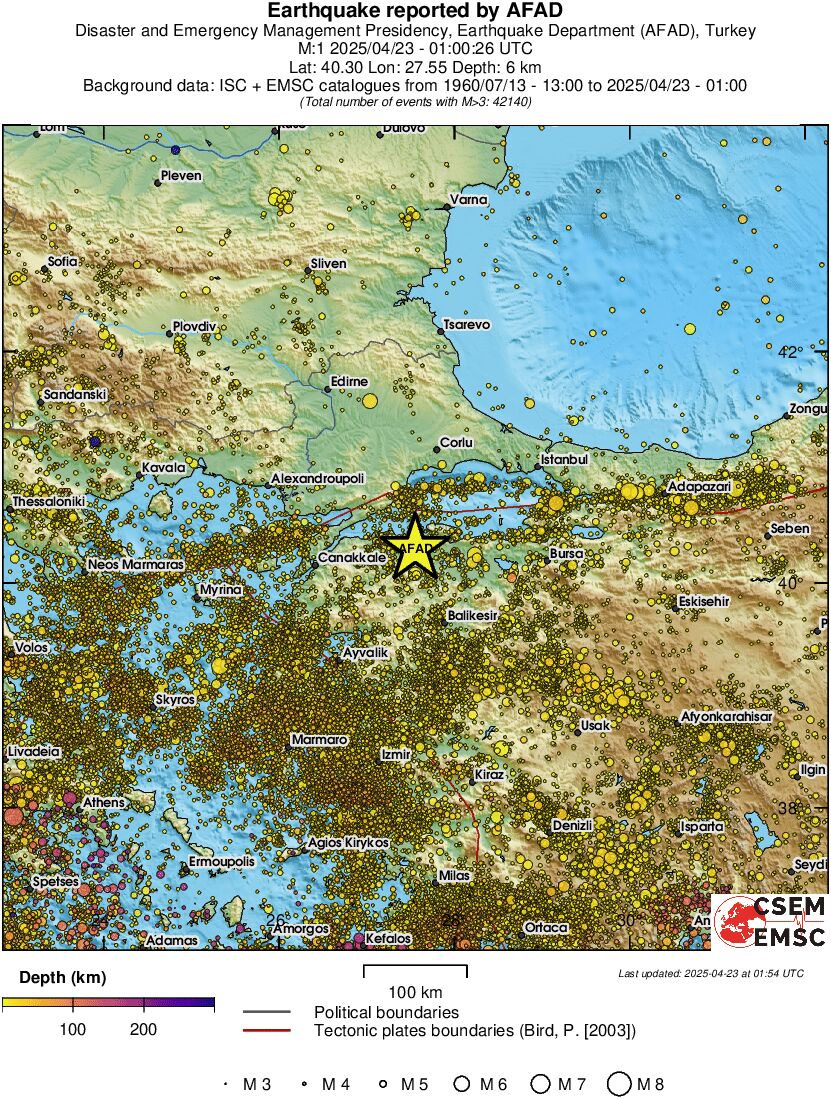 regional depth historical seismicity