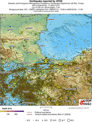 regional depth historical seismicity