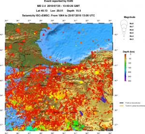 regional depth historical seismicity