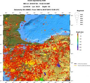regional depth historical seismicity