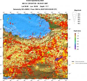regional depth historical seismicity