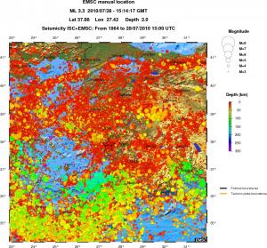 regional depth historical seismicity