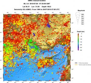 regional depth historical seismicity