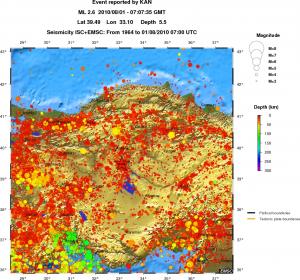 regional depth historical seismicity