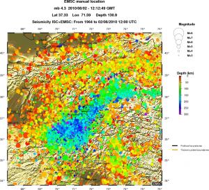 regional depth historical seismicity