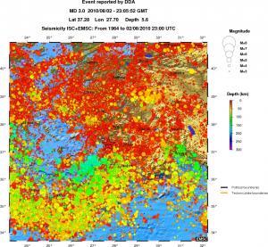 regional depth historical seismicity