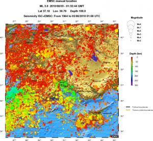 regional depth historical seismicity