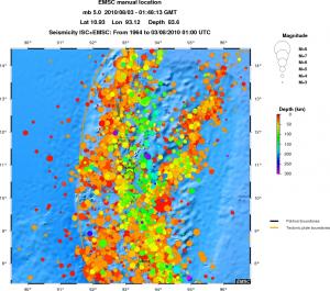 regional depth historical seismicity