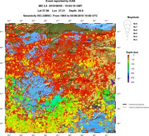 regional depth historical seismicity