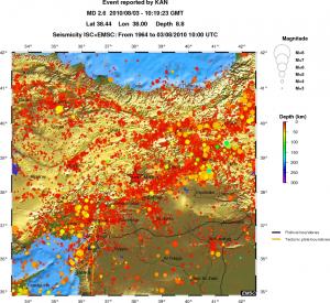 regional depth historical seismicity