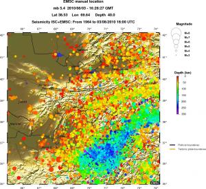 regional depth historical seismicity