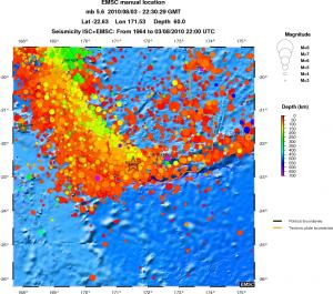 regional depth historical seismicity