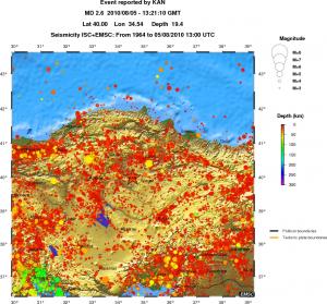 regional depth historical seismicity